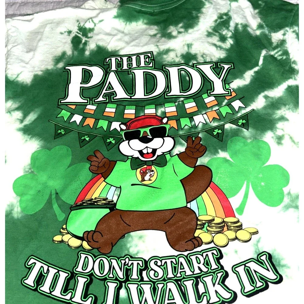 BUC-EES St. Patrick's Day THE PADDY DON'T START Tie Dye T-SHIRT Medium - Picture 4 of 5